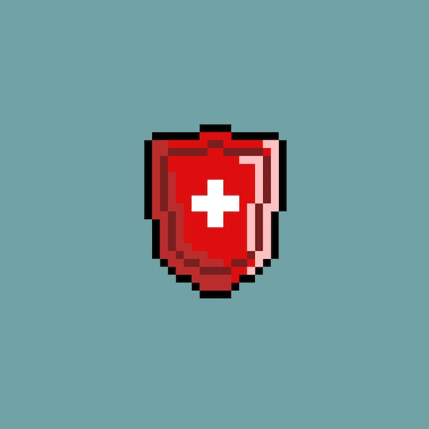 escudo de la cruz roja con estilo pixel art