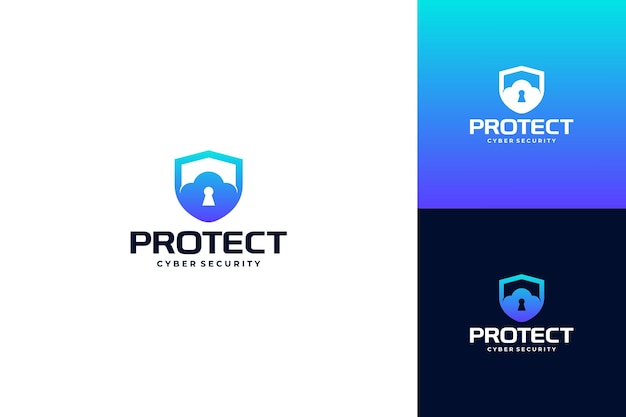Escudo digital Diseño de logotipo de protección de datos y redes