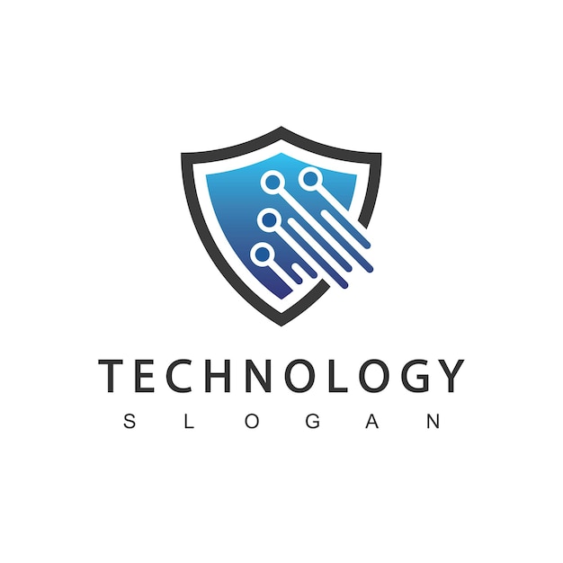 Escudo digital, plantilla de diseño de logotipo de tecnología segura