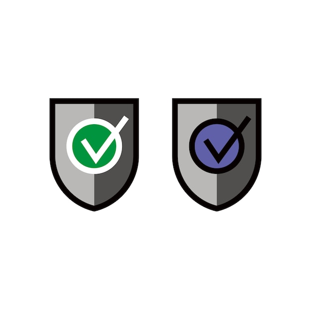 Escudo con diseño de logotipo de marca de verificación