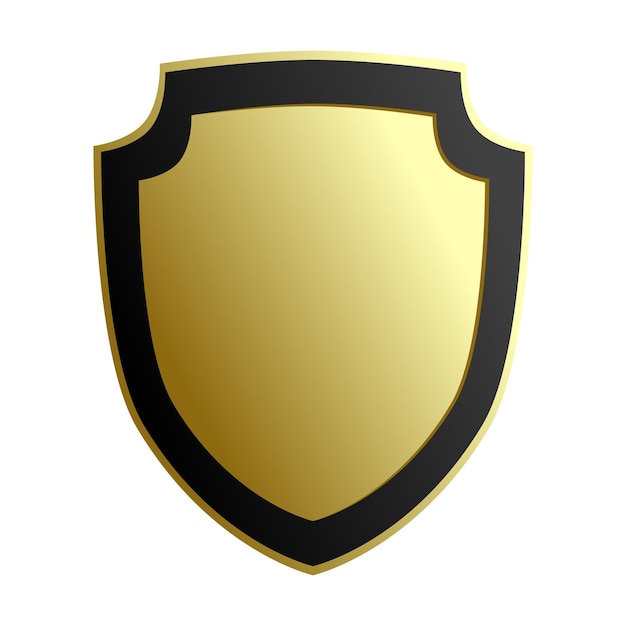 Escudo dorado de caballero. Escudo medieval. Vector