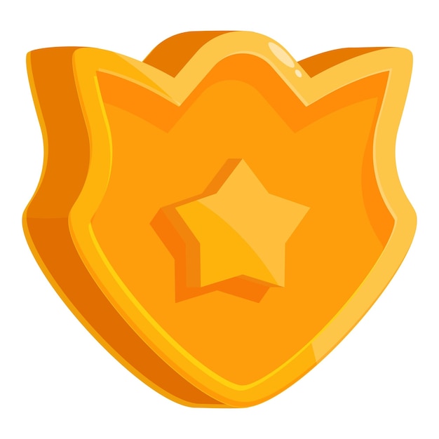 Escudo dorado con estrella que protege del peligro al estilo de dibujos animados