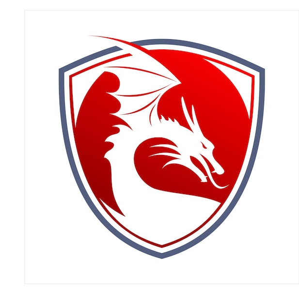 Vector escudo dragón rojo ilustración logo