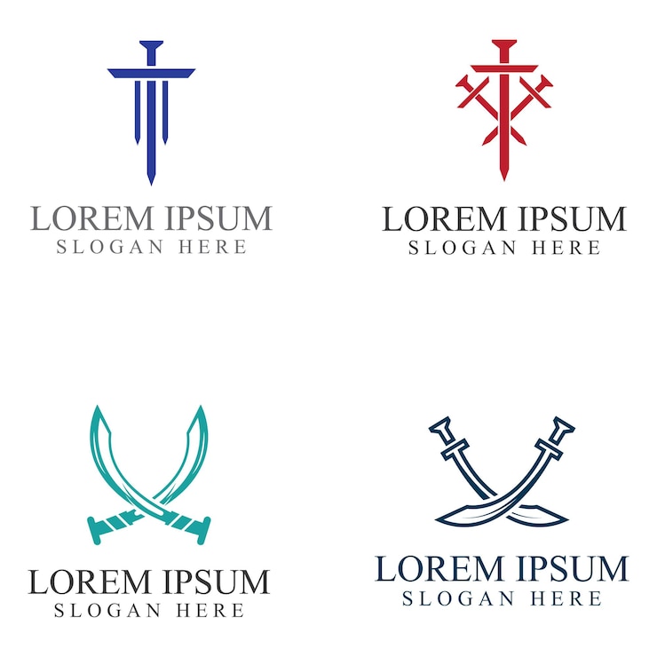 Vector escudo de espada y logotipo de espada del rey plantilla de ilustración vectorial de diseño de logotipo