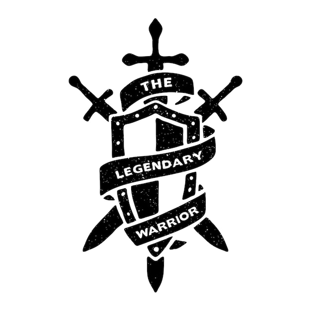 Escudo espadas y cinta para texto Emblemas heráldicos