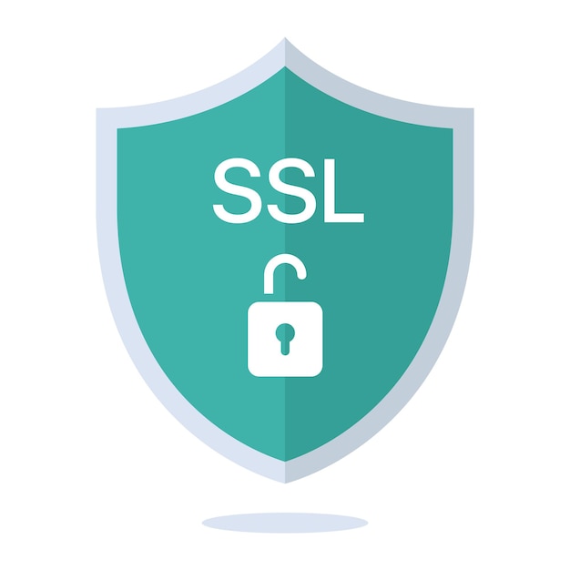 Vector escudo de estilo plano ssl