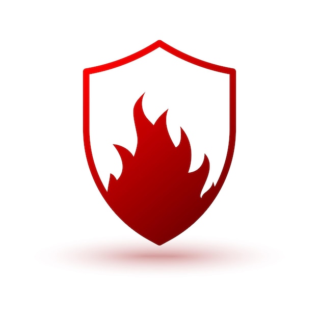 Escudo con fuego Icono de escudo de llama Diseño de logotipo abstracto