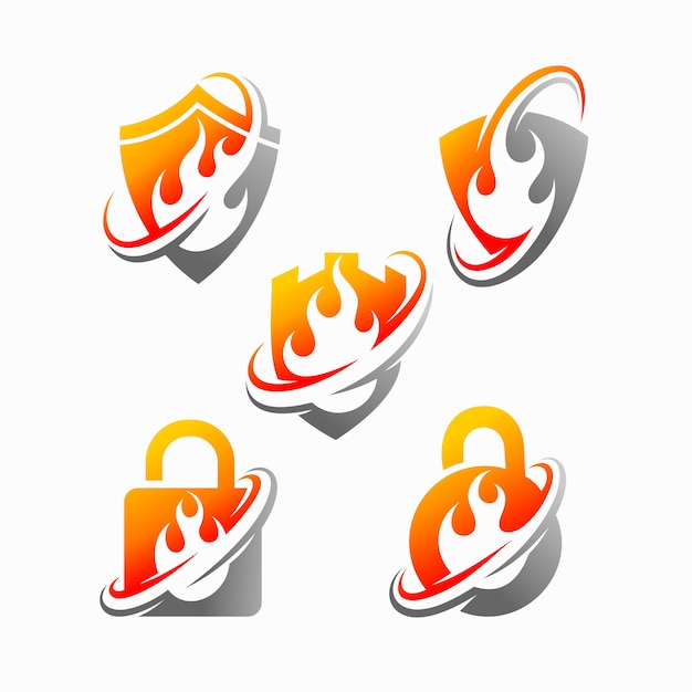 Escudo fuego vector logo