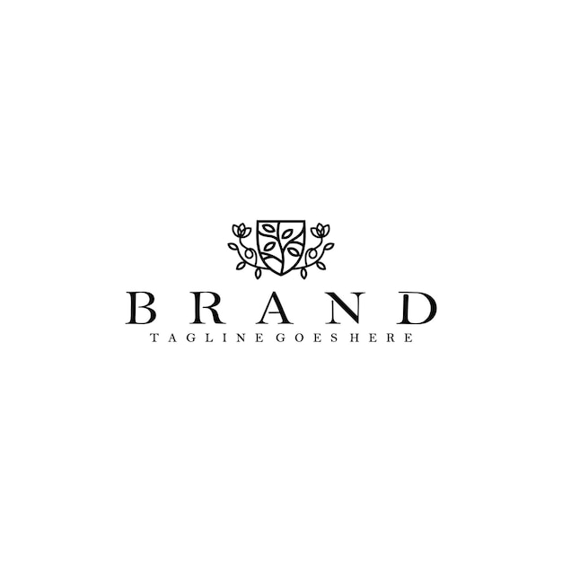 Escudo y hojas en logotipo de estilo heráldico