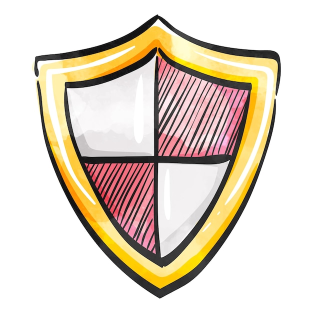 Escudo de icono de estilo acuarela