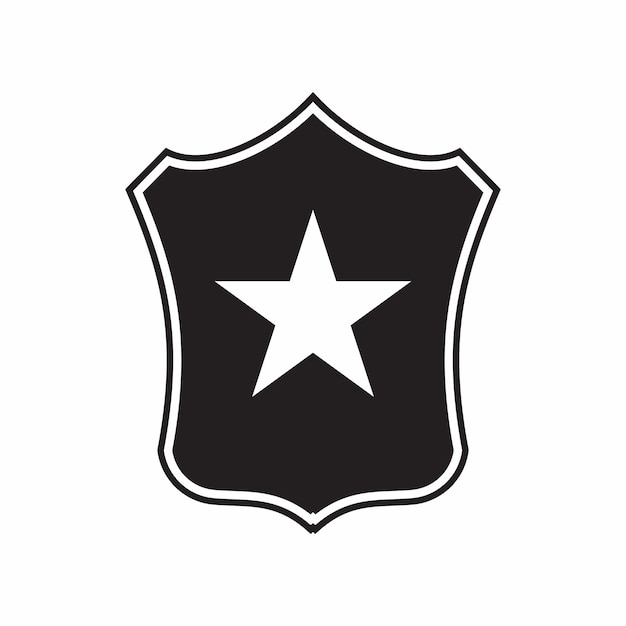 Escudo con icono de estrella en estilo simple aislado sobre fondo blanco Símbolo de guerra