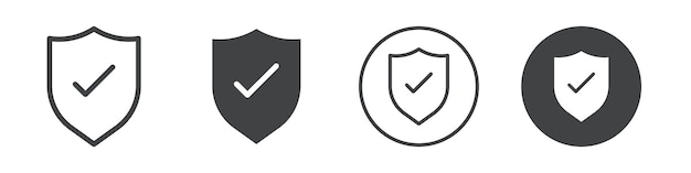 Escudo con icono de marca de comprobación Contorno del logotipo vectorial