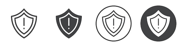 Escudo con un icono de signo de exclamación Contorno del logotipo vectorial