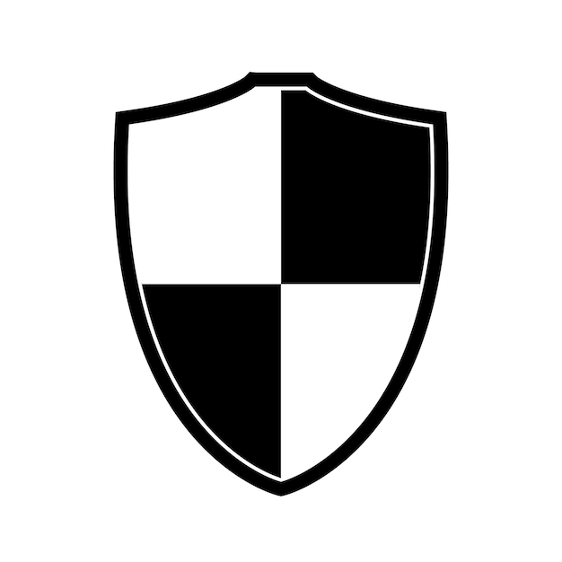 escudo con icono de tablero de ajedrez silueta ilustración vectorial aislado en un blanco