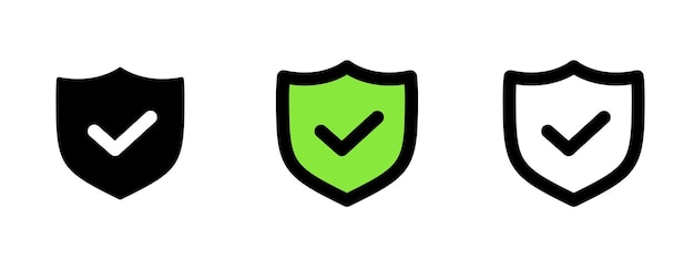 Escudo con una ilustración de símbolo de protección y seguridad de marca de verificación