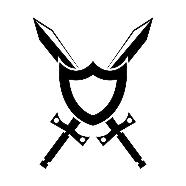 escudo con ilustración vectorial de la espada