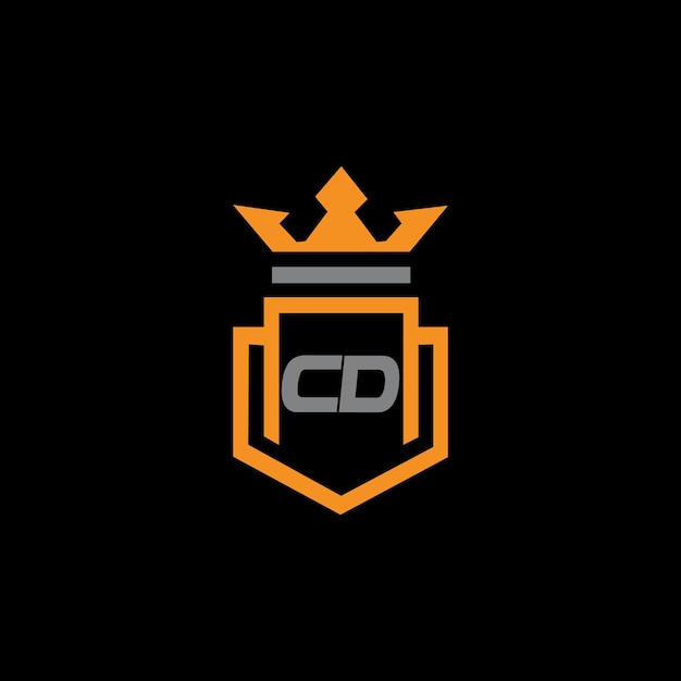Escudo inicial del CD con una plantilla de logotipo de la corona KING Vector