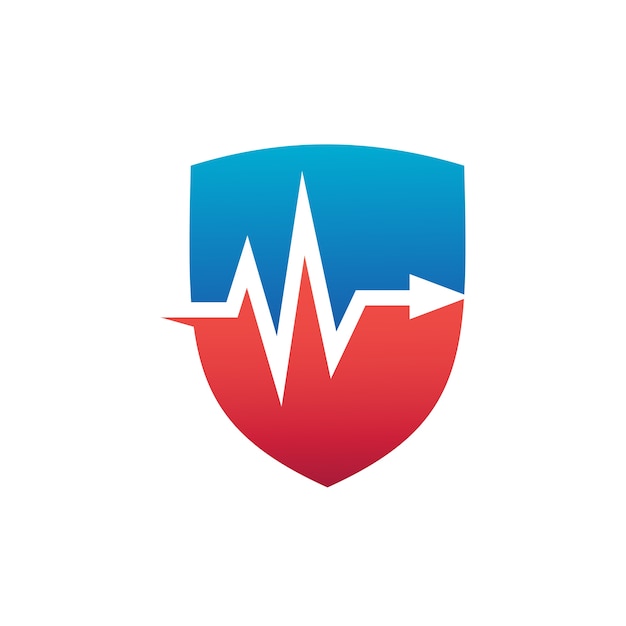 Escudo con latido del corazón Medical Logo Vector
