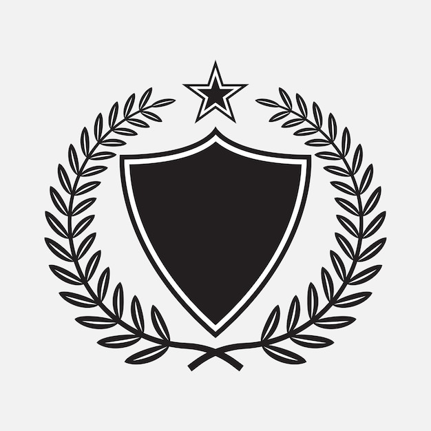 Escudo de laurel y estrella en colores blanco y negro