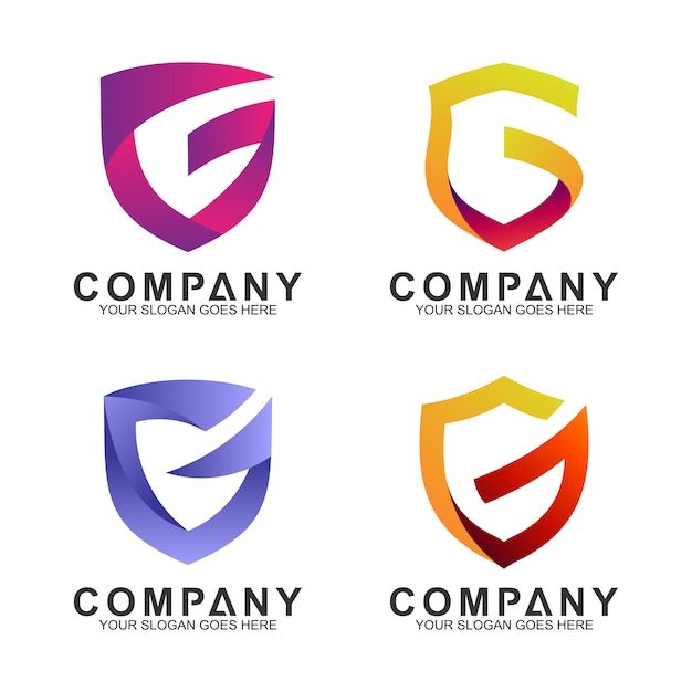 Escudo de la letra G logotipo de la empresa conjunto