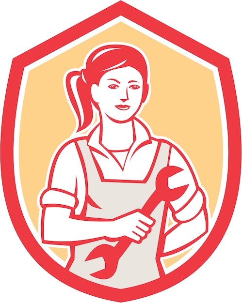 Escudo de llave mecánica femenina retro
