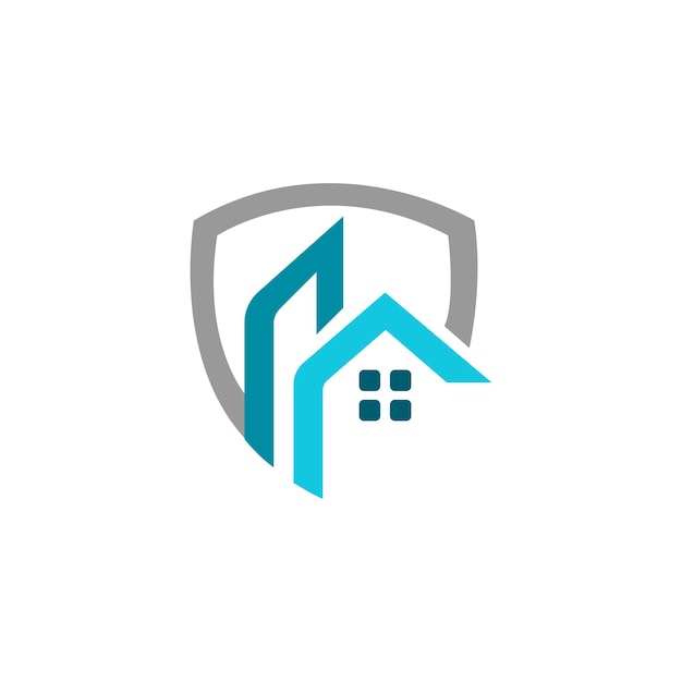 Escudo del logotipo de la casa y vector de icono de seguridad de la vivienda de la casa