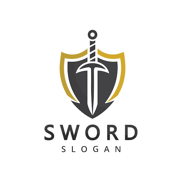 escudo con logotipo de espada idea de concepto de logotipo de defensa y guardia
