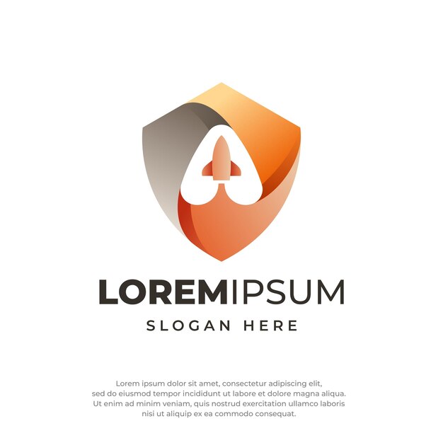 Escudo con el logotipo del icono de lanzamiento de cohetes