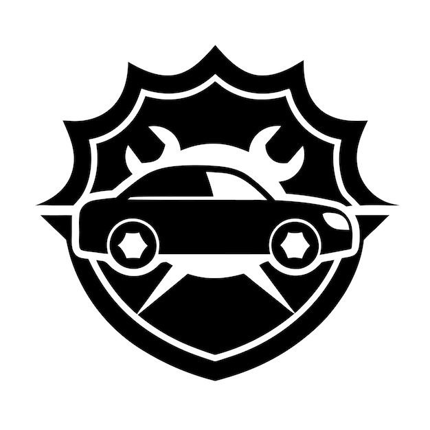 un escudo negro con un coche en él