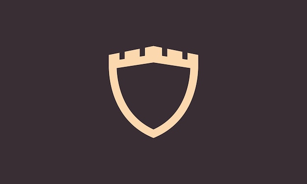 Escudo o insignia con diseño gráfico vectorial del icono del símbolo del logotipo vintage simple del castillo