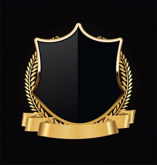 Escudo de oro y negro con laureles de oro
