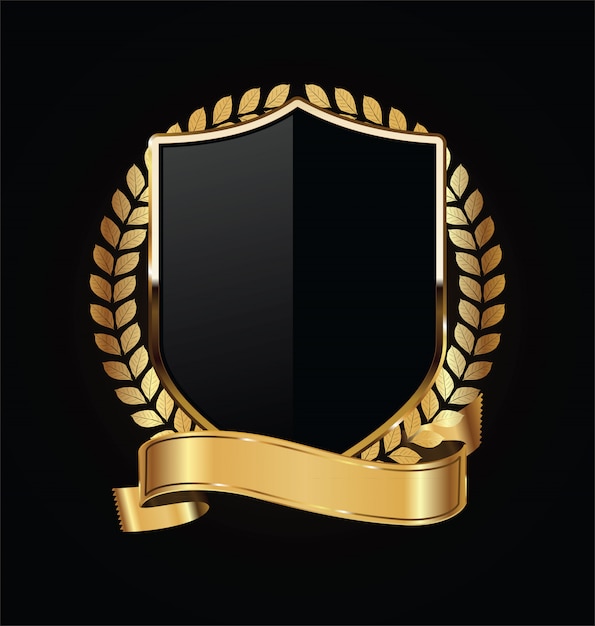 Escudo de oro y negro con laureles de oro