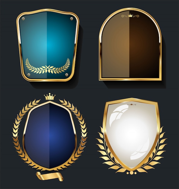 Escudo de oro y negro con laureles de oro