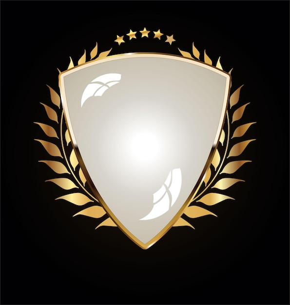 Escudo de oro y negro con laureles de oro