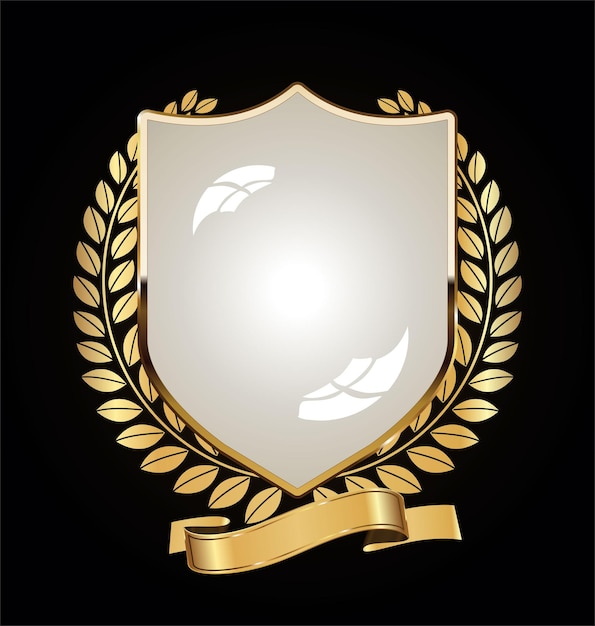 Escudo de oro y negro con laureles de oro