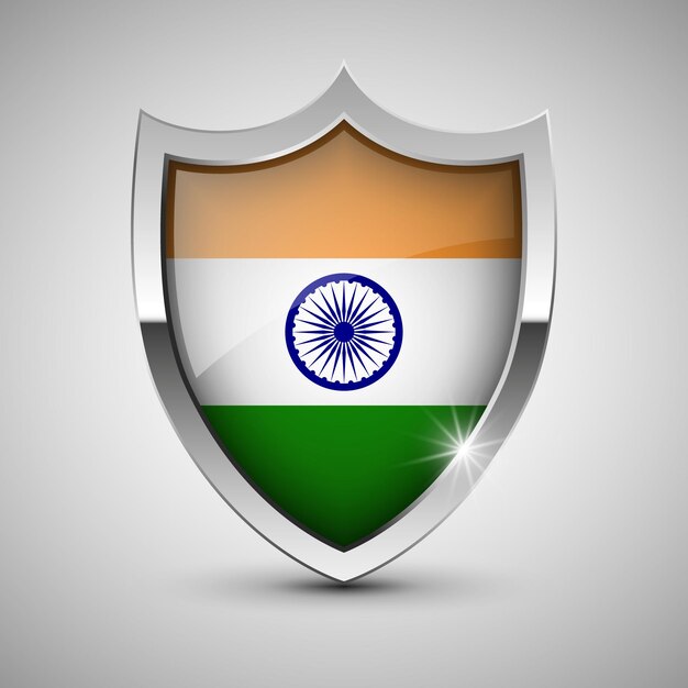 Vector escudo patriótico vectorial con bandera de la india un elemento de impacto para el uso que desea hacer de él