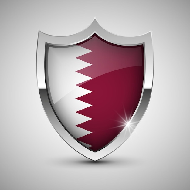 Escudo patriótico vectorial con bandera de Qatar Un elemento de impacto para el uso que desea hacer de él