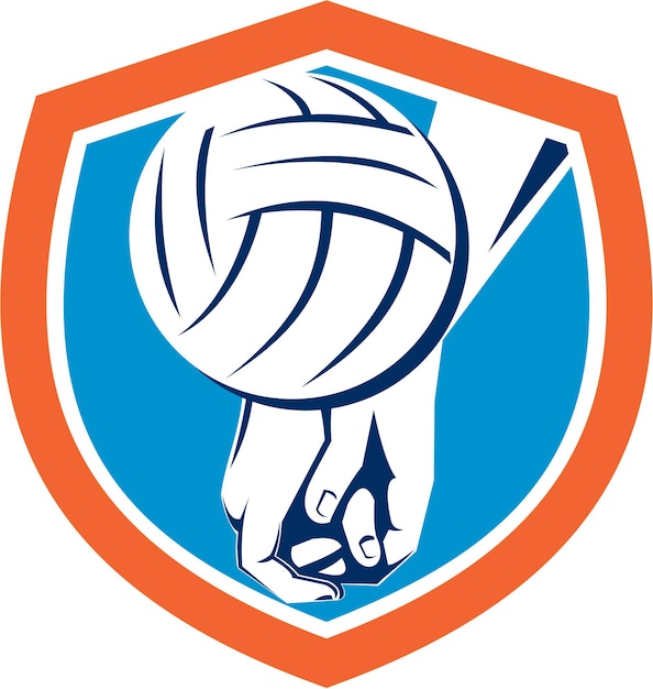 Escudo de pelota de voleibol de mano retro