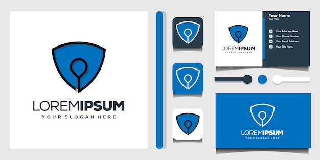 escudo con plantilla de tarjeta de visita de logotipo moderno pin