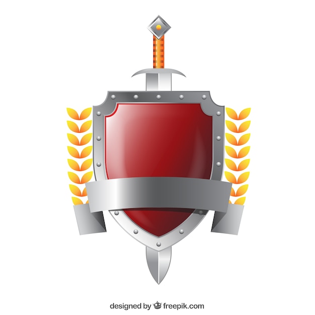 Escudo plateado con espada