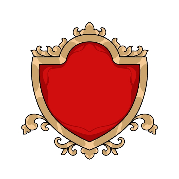 Vector escudo premium vecktor rojo con borde floral