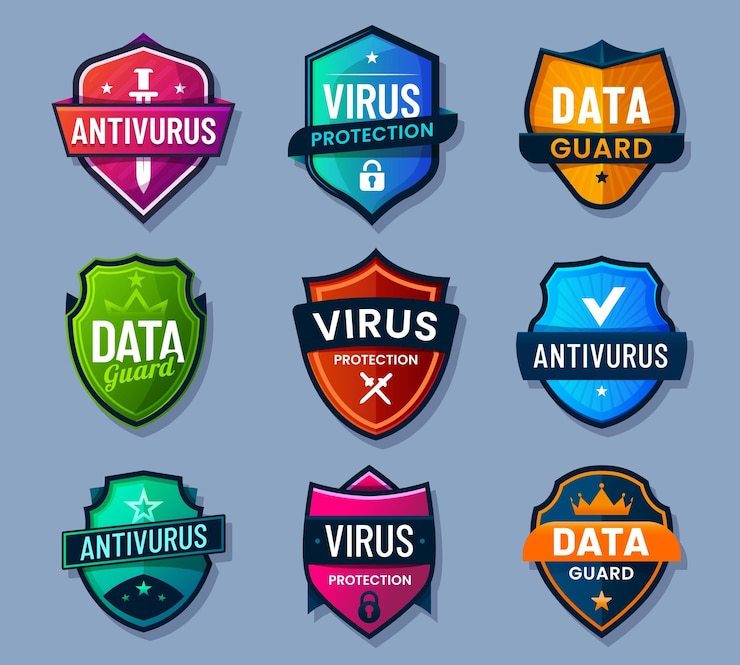 Vector escudo de protección antivirus de protección de datos antivirus