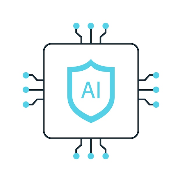 Escudo de protección de IA para la seguridad de los datos Vector Icon Diseño seguridad defensa cibernética protección digital