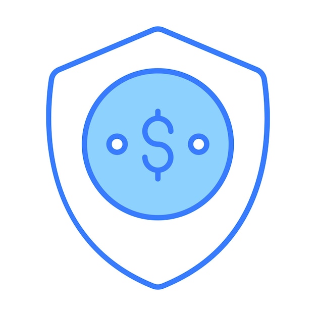 Escudo de protección con una moneda de dólar que muestra el icono conceptual de la seguridad financiera