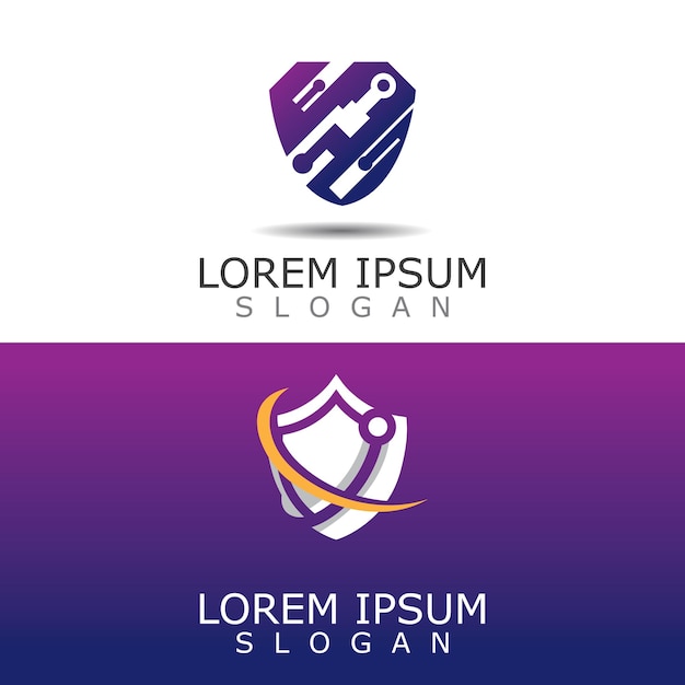 Escudo proteger con vector de plantilla de inspiración de diseño de logotipo de tecnología