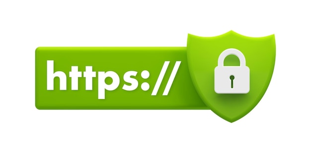 Escudo de protocolo https seguro que simboliza la seguridad del sitio web y la conexión a Internet cifrada