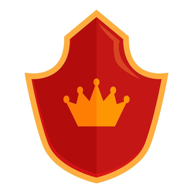 Escudo real rojo con corona dorada que muestra la monarquía