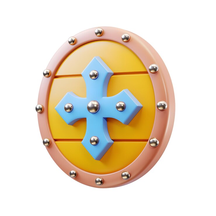Vector escudo de renderización 3d aislado sobre fondo blanco