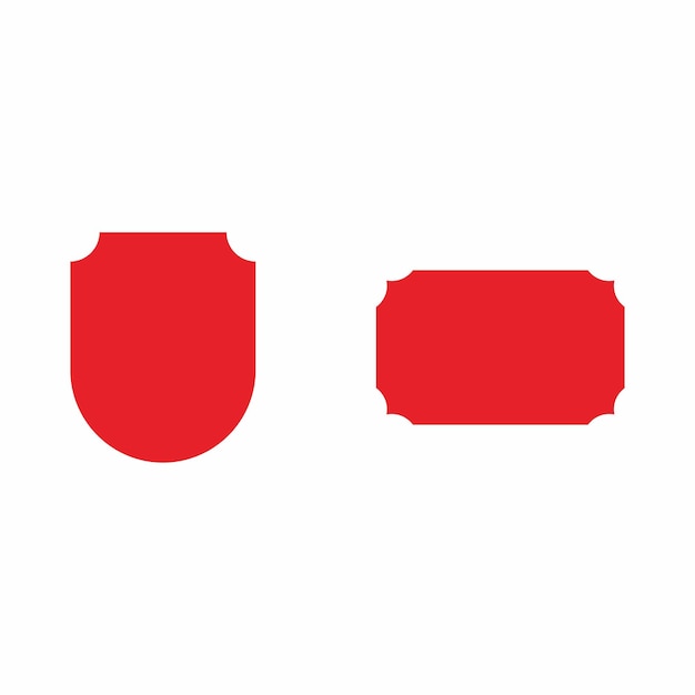 Un escudo rojo y un cuadro se muestran en un fondo blanco.