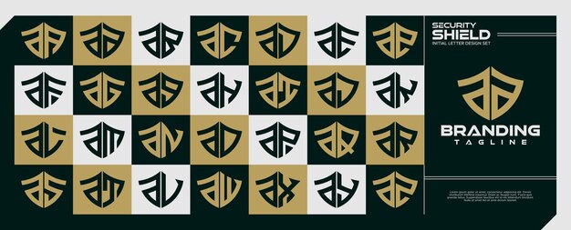 Escudo de seguridad moderno letra pequeña A paquete de logotipo AA